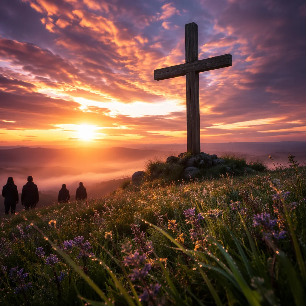 Easter Cross at Dramatic Sunrise