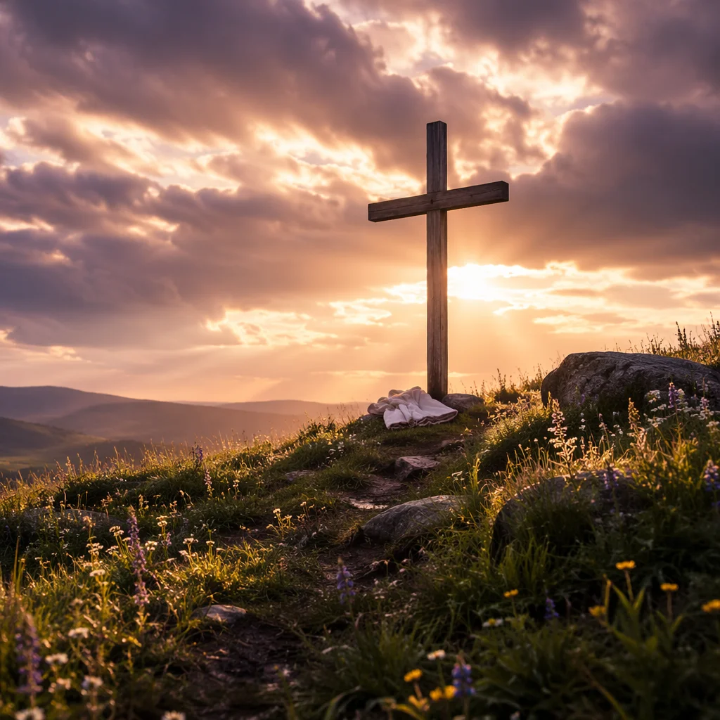 Easter Cross at Dramatic Sunrise