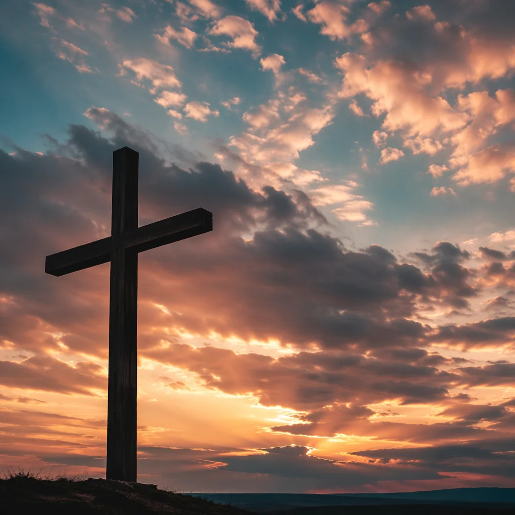 Easter Cross at Sunrise Dramatic Sky