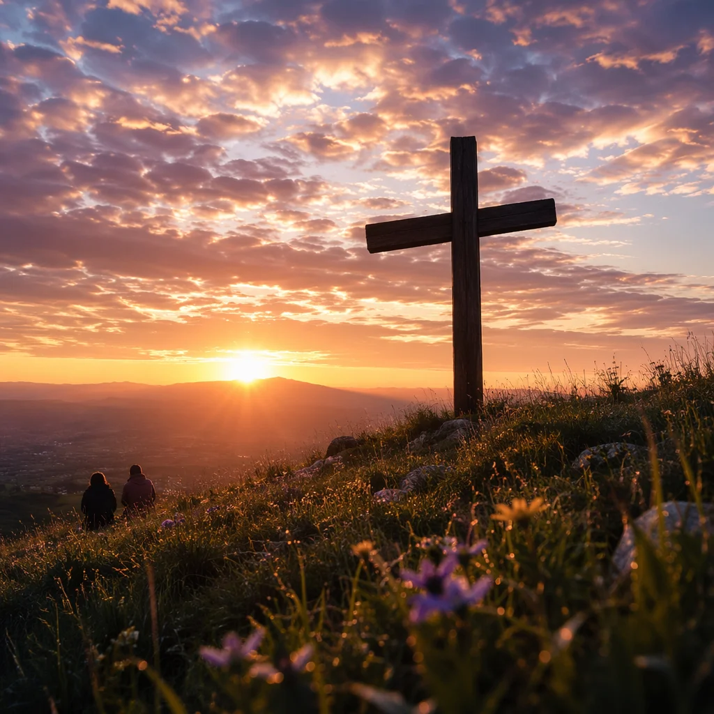 Easter Cross at Dramatic Sunrise