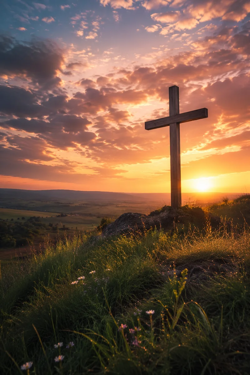 Easter Cross at Dramatic Sunrise