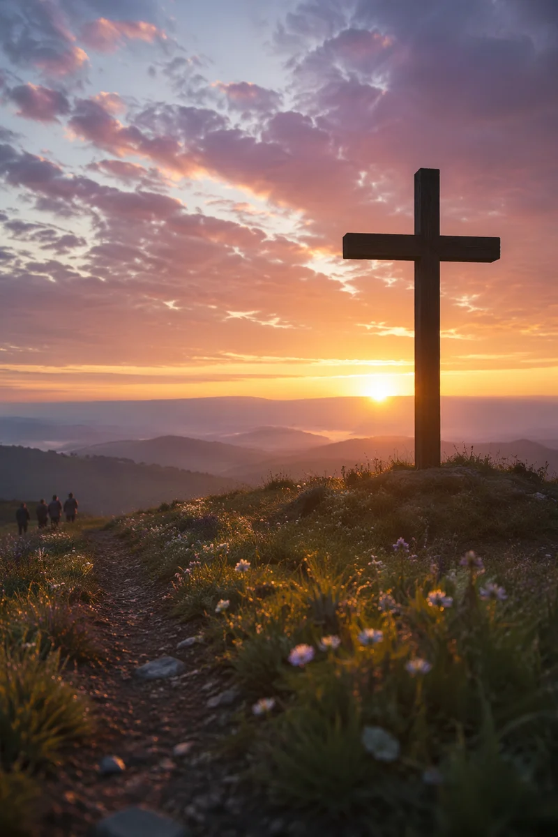 Easter Cross at Dramatic Sunrise