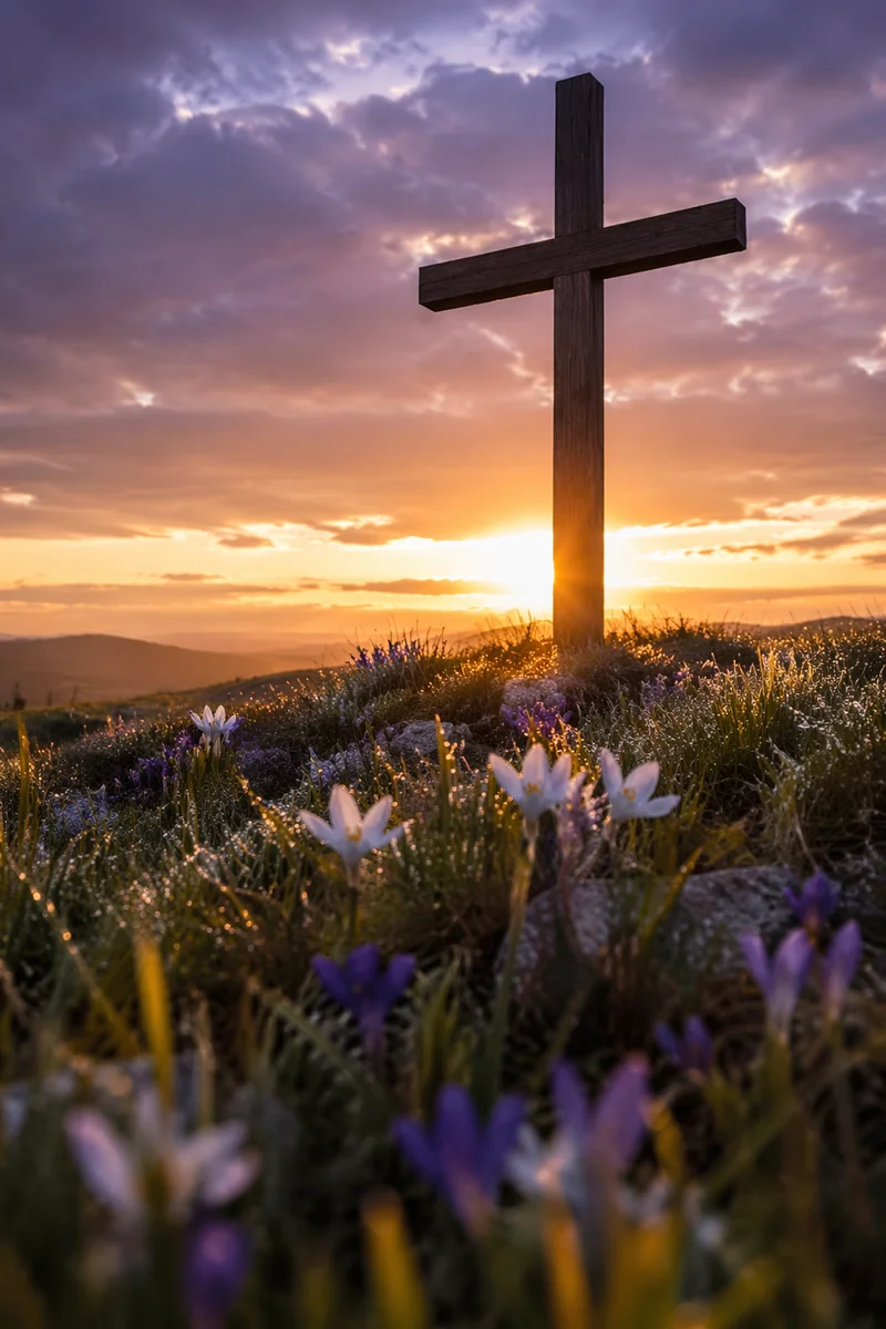 Easter Cross Sunrise on Grassy Hill