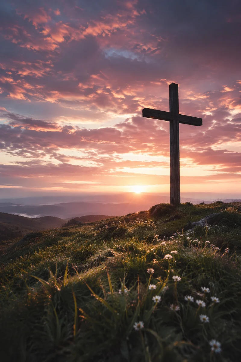 Easter Cross at Dramatic Sunrise