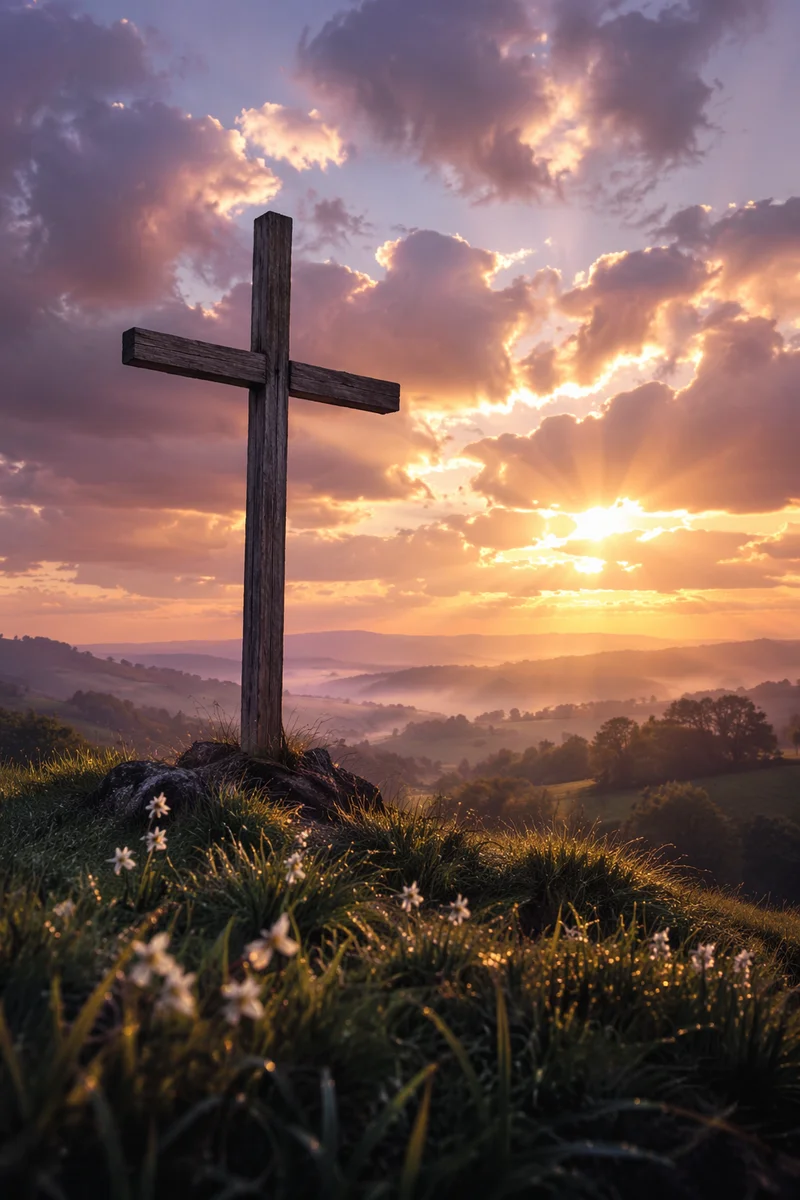 Easter Cross at Dramatic Sunrise