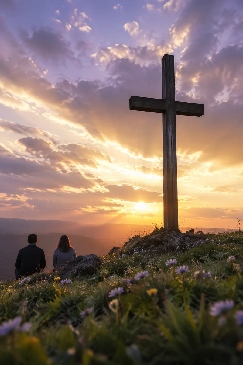 Easter Cross at Dramatic Sunrise