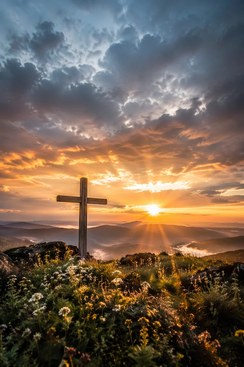 Easter Cross Sunrise Over Dramatic Sky