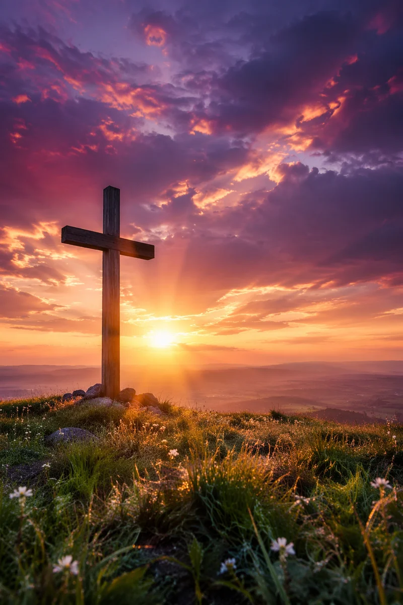Easter Cross at Dramatic Sunrise