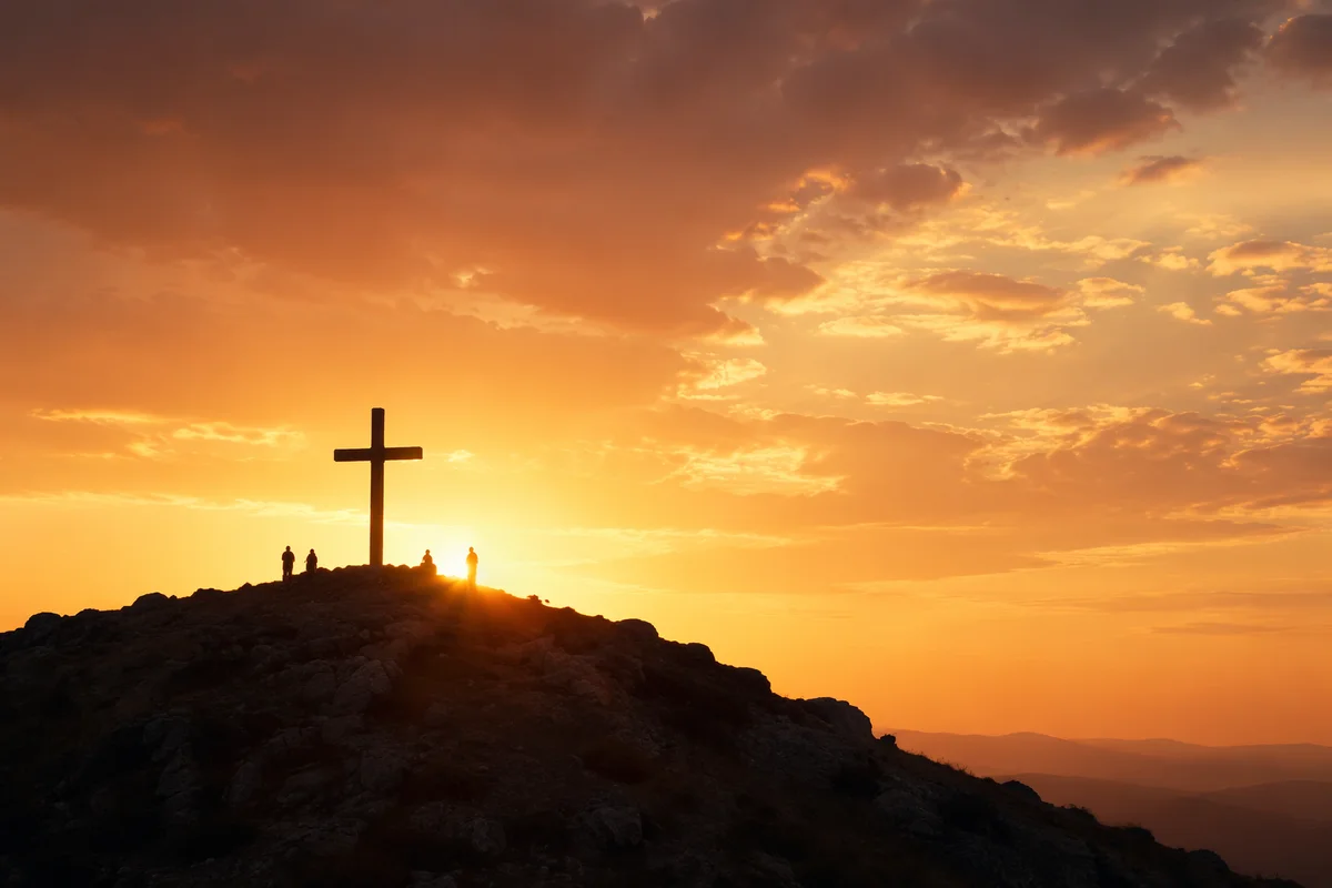 Easter Cross Silhouette at Dramatic Sunrise