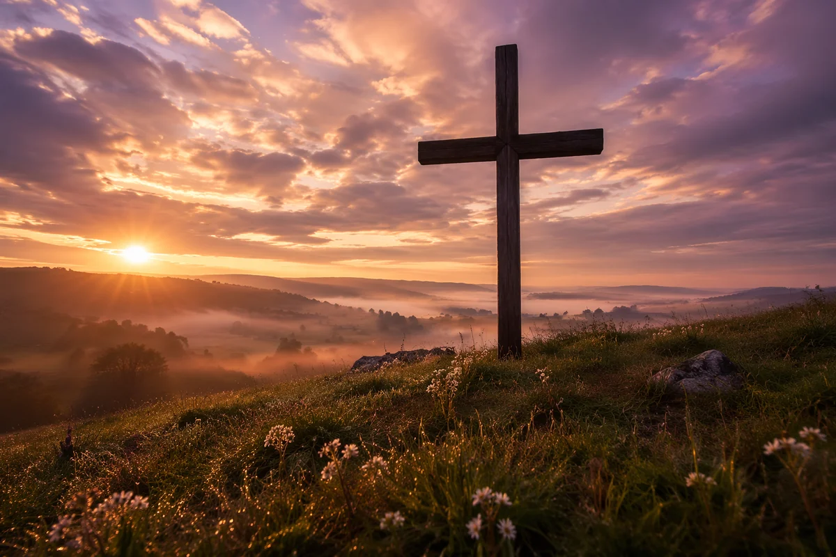 Easter Cross at Dramatic Sunrise