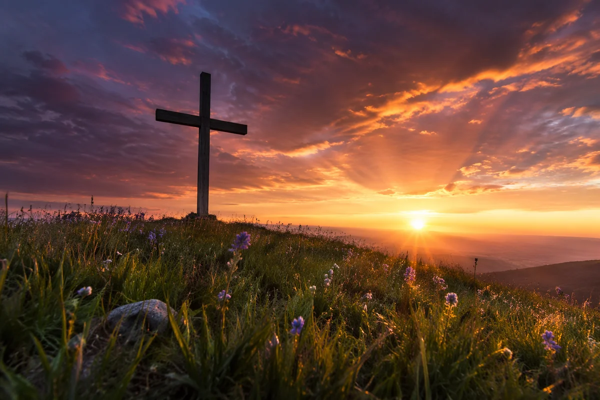 Easter Cross at Sunrise Dramatic Sky