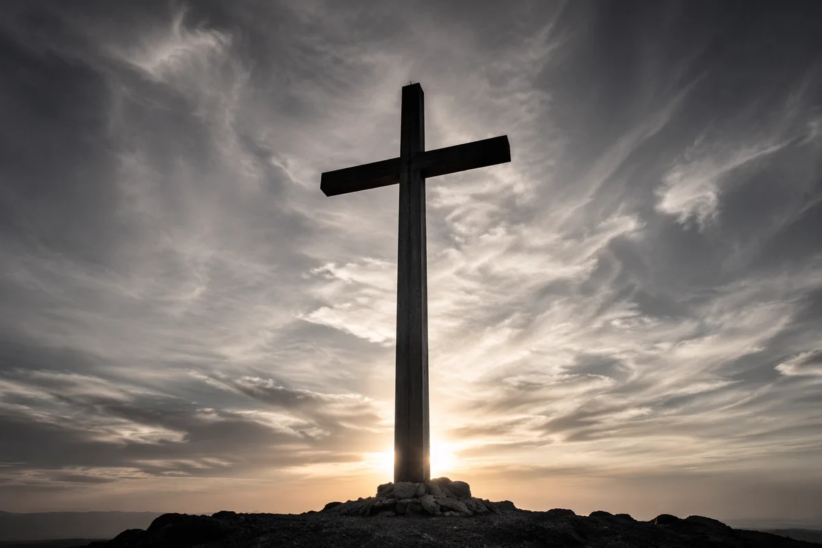 Easter Cross at Sunrise Dramatic Sky