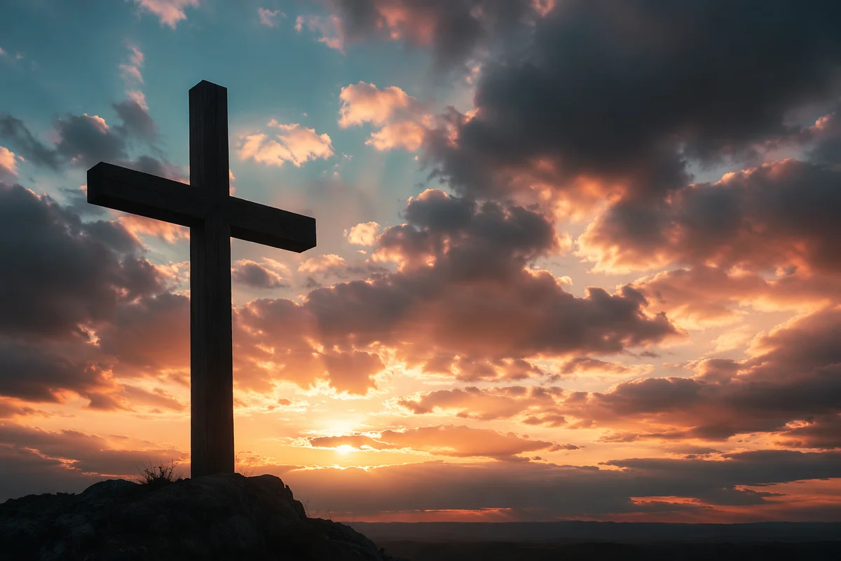 Easter Cross at Sunrise Dramatic Sky
