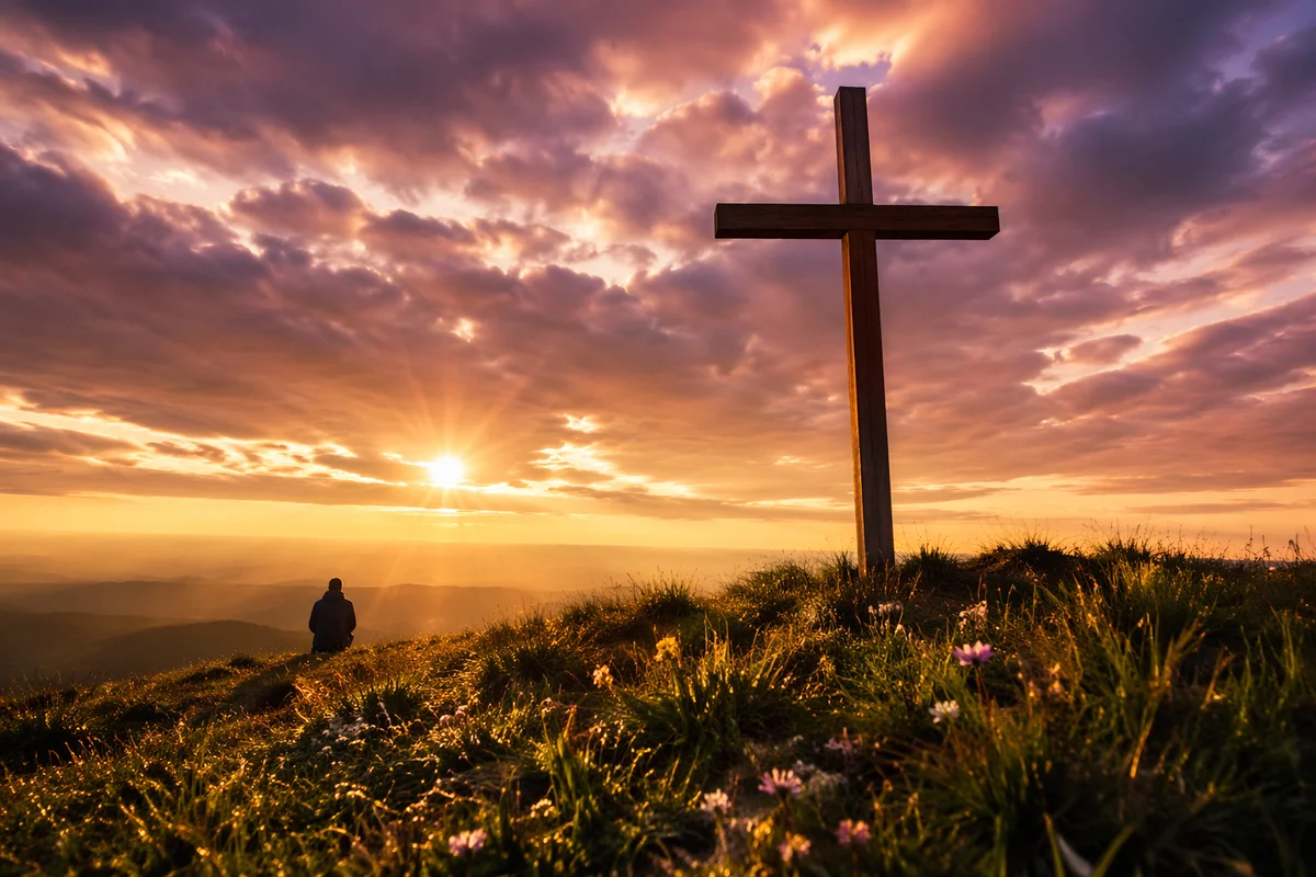 Easter Cross at Dramatic Sunrise