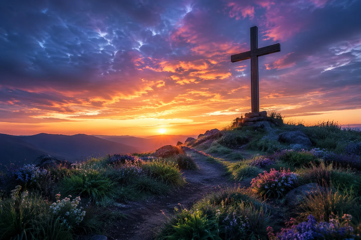 Easter Cross at Dramatic Sunrise