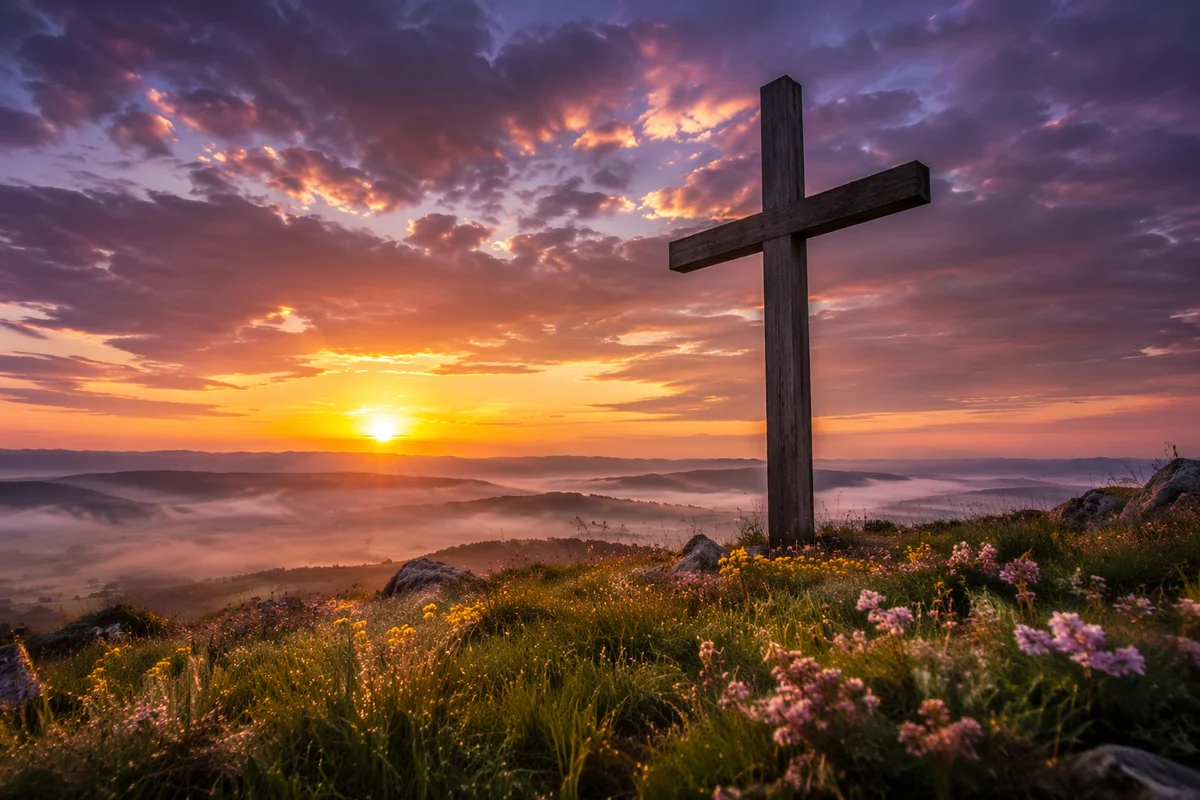 Easter Cross at Dramatic Sunrise