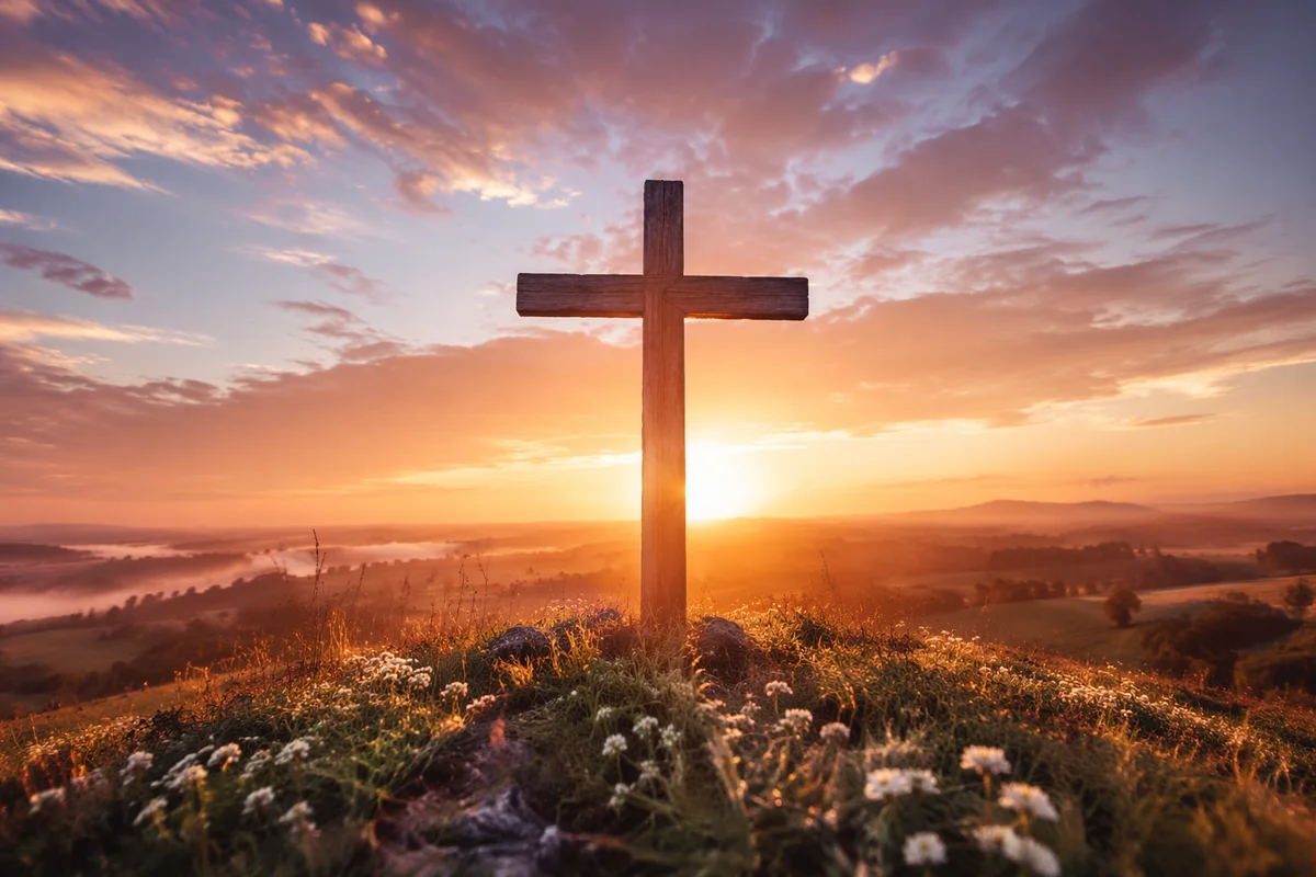 Easter Cross at Dramatic Sunrise