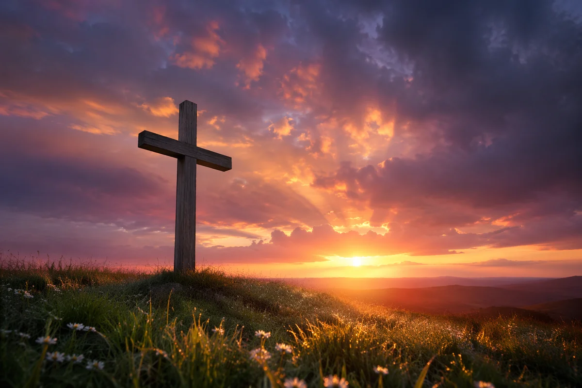 Easter Cross at Dramatic Sunrise