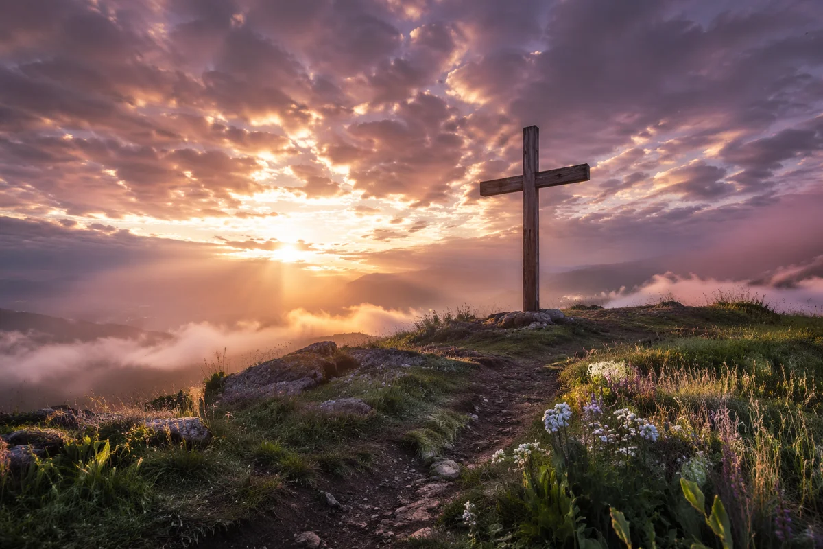 Easter Cross at Dramatic Sunrise
