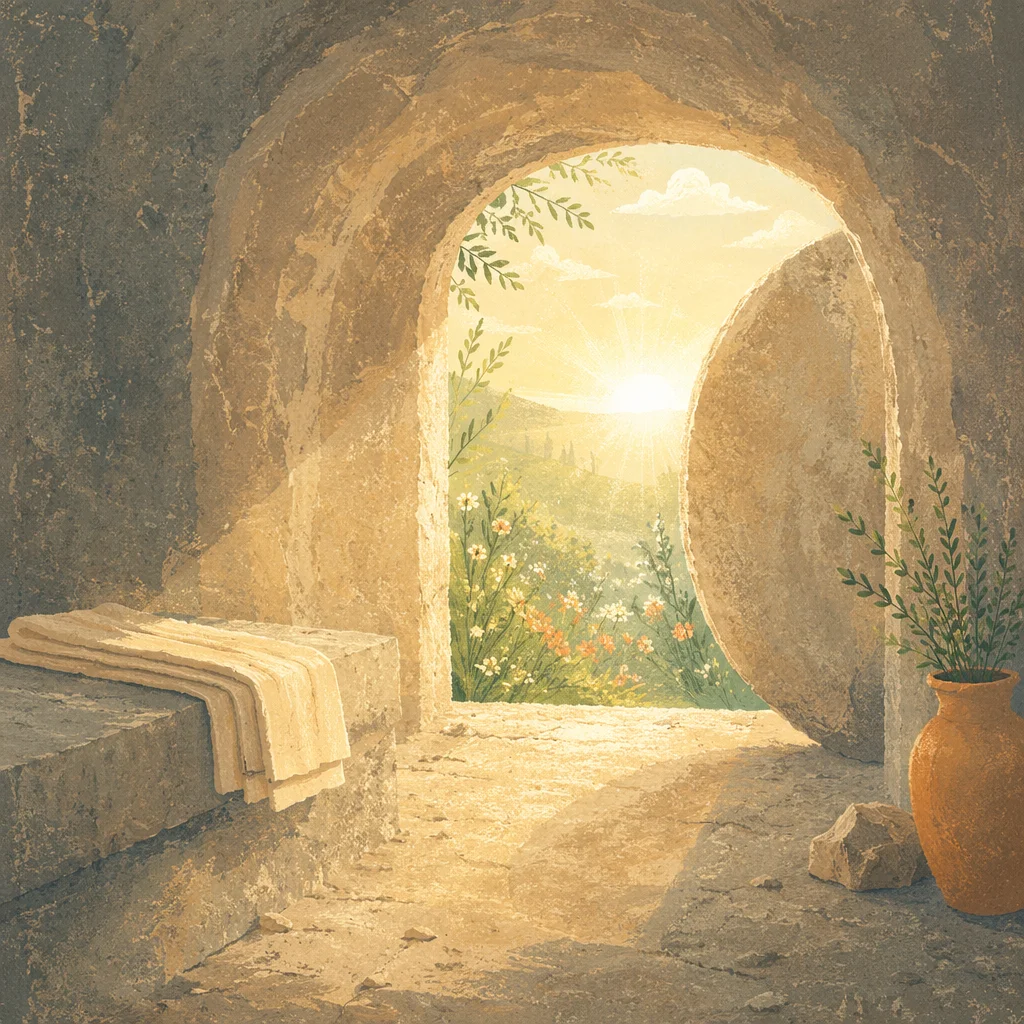 Easter Empty Tomb with Dawn Light