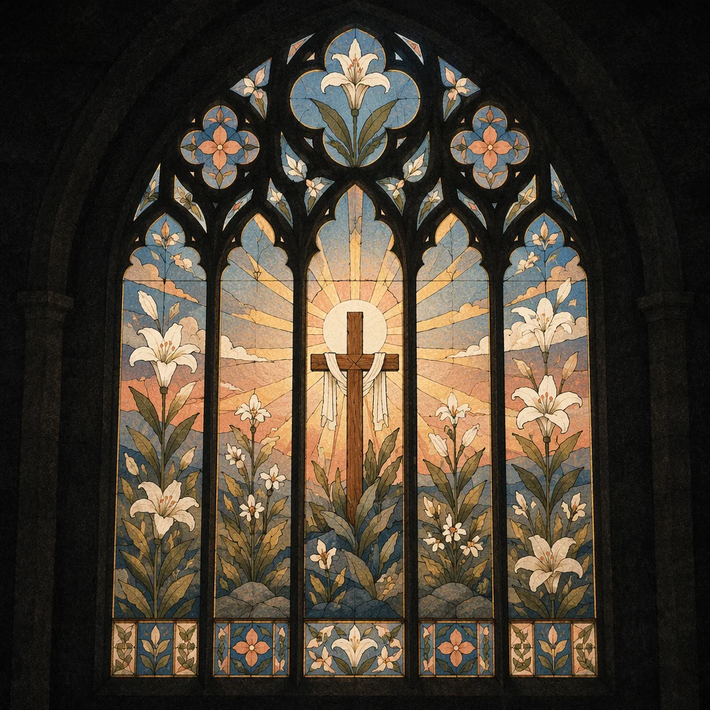 Easter Garden Cross in Stained Glass