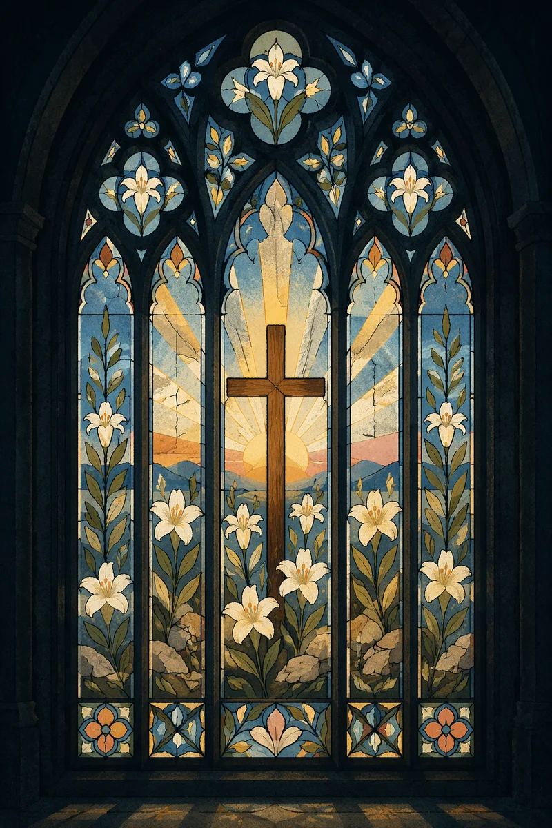 Easter Garden Stained Glass Cross