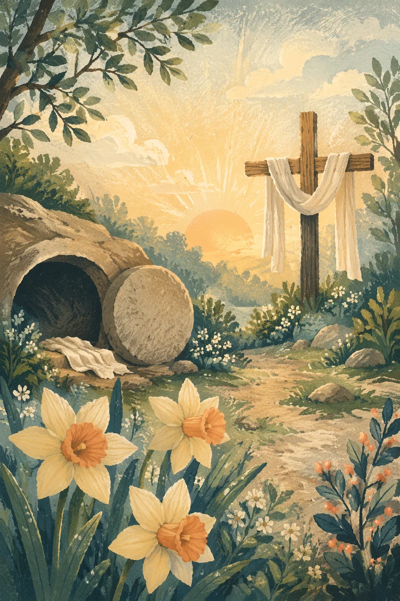 Easter Garden Cross with White Lilies