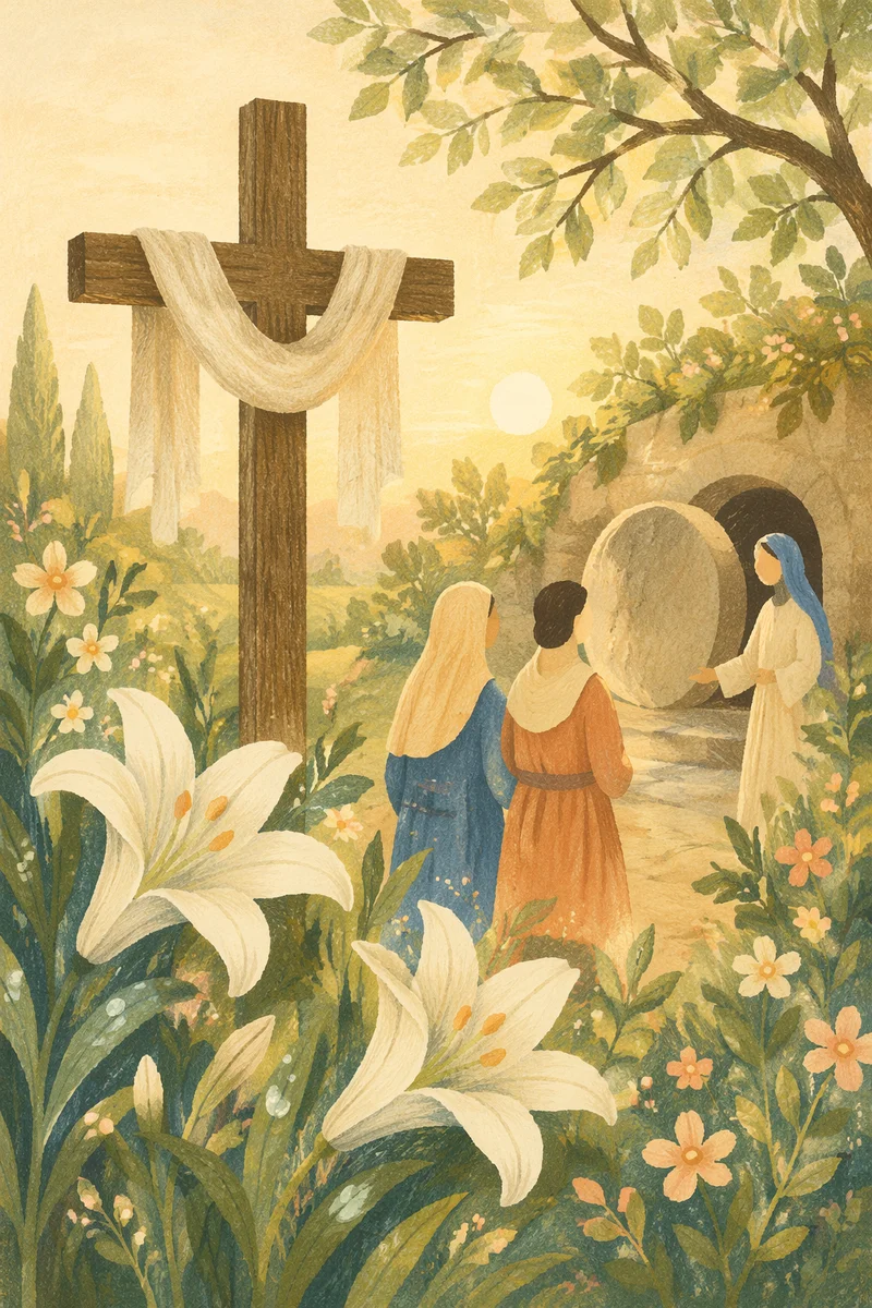 Easter Garden Cross With White Lilies