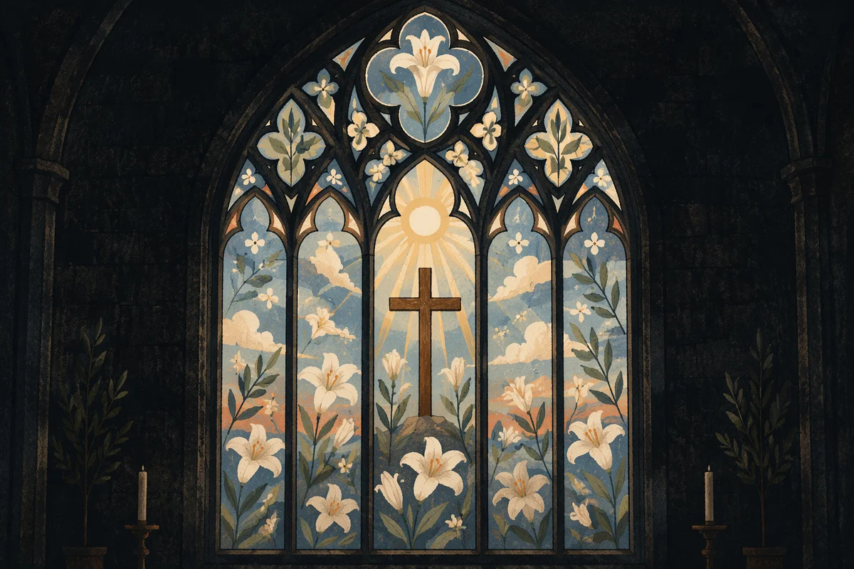 Easter Garden Cross in Stained Glass