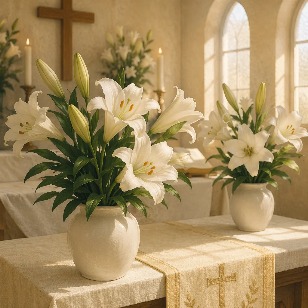 Easter Lily Arrangement on Chapel Altar