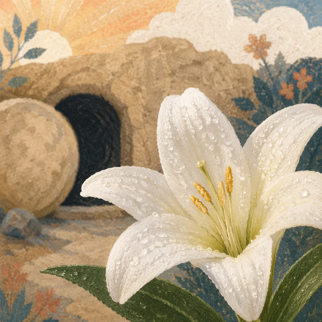 Dewy Easter Lily by Empty Tomb