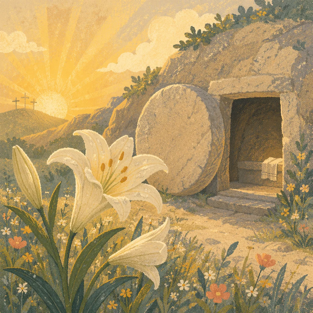 Easter Lilies by the Empty Garden Tomb