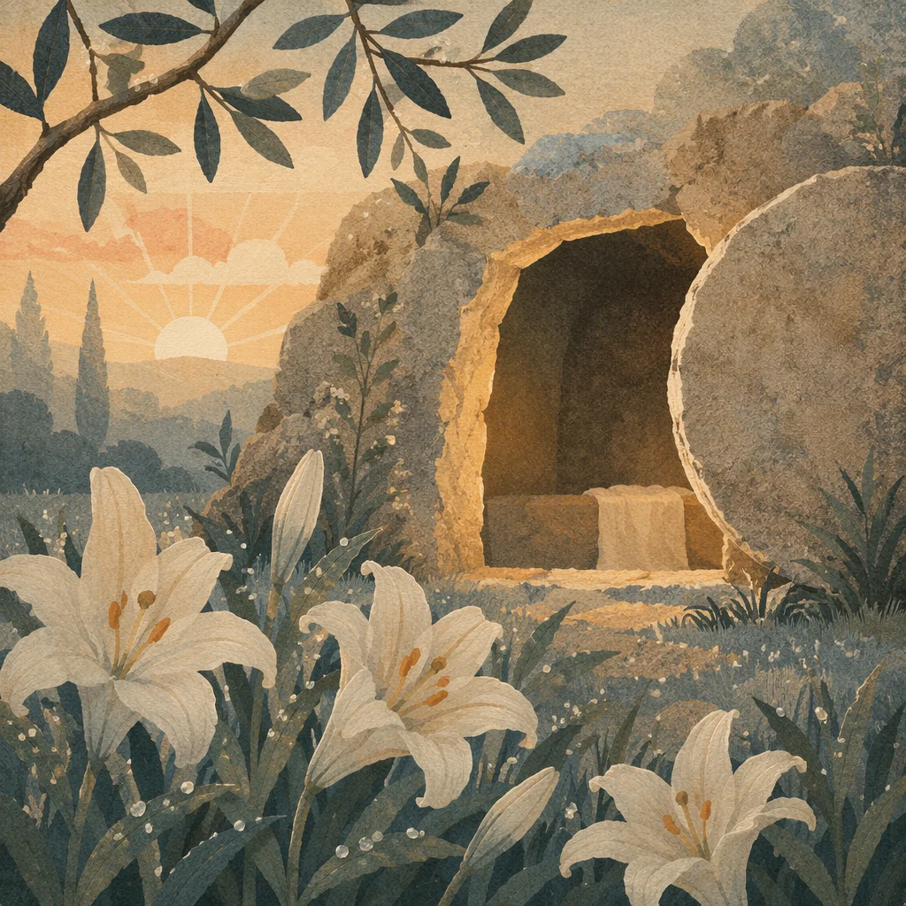 Easter Lilies at the Empty Garden Tomb