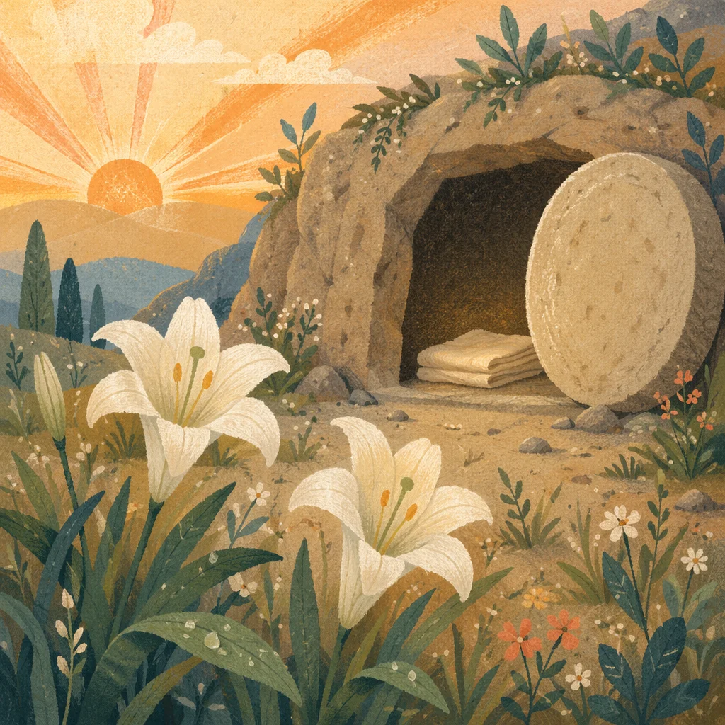 Easter Lilies by the Empty Garden Tomb