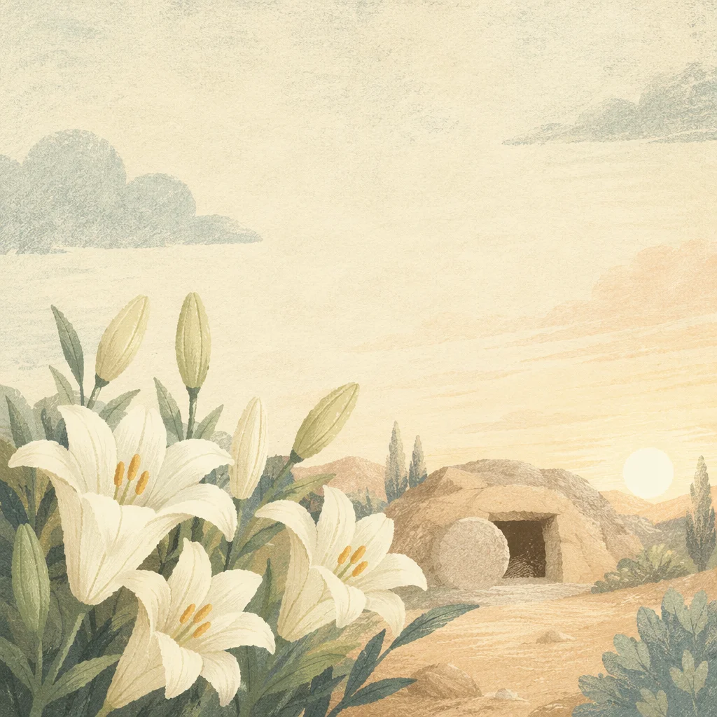 Easter Lilies by the Empty Tomb