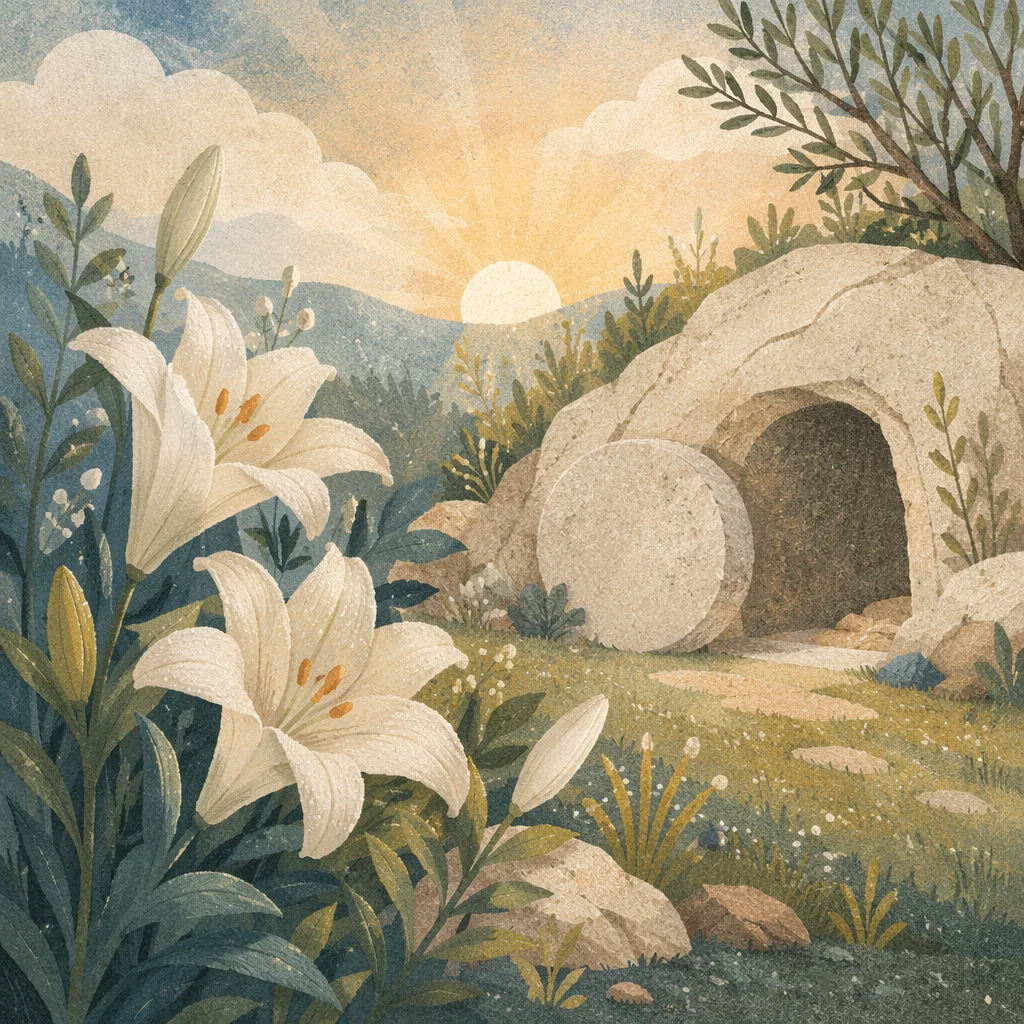 Easter Lilies by the Empty Garden Tomb