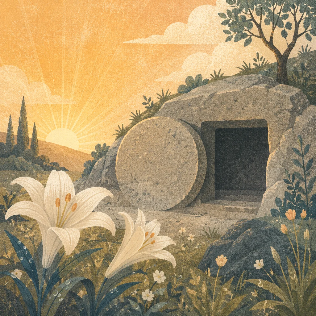 Easter Lily Empty Tomb at Sunrise