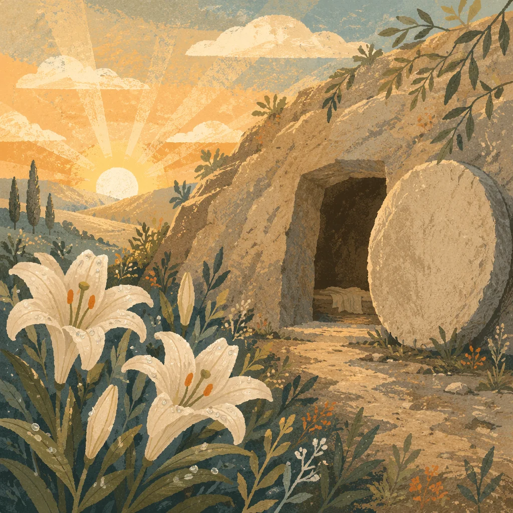 Easter Lilies by the Empty Garden Tomb