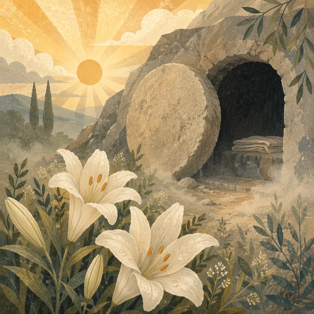Easter Lilies by the Empty Garden Tomb