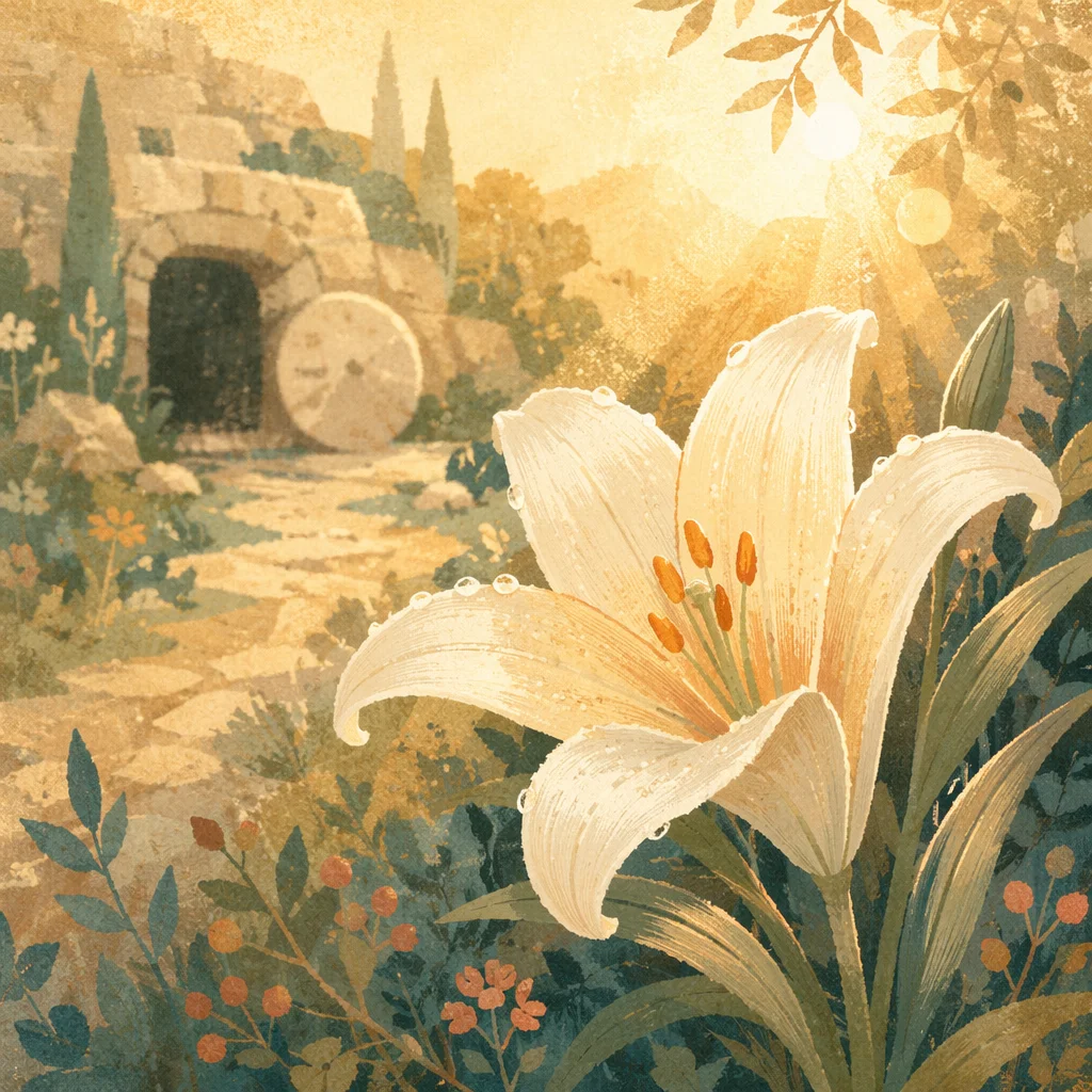 Easter Lily by the Empty Tomb
