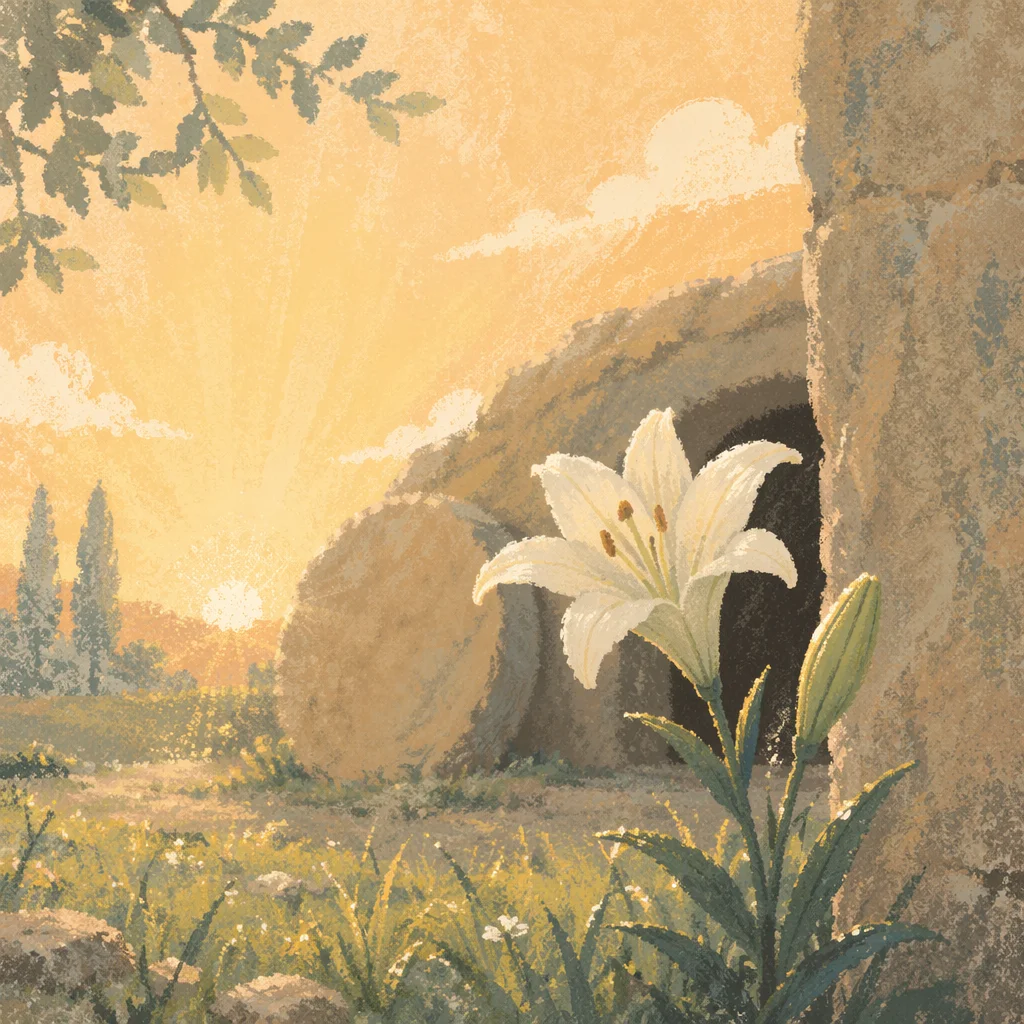 Easter Lily by the Empty Tomb