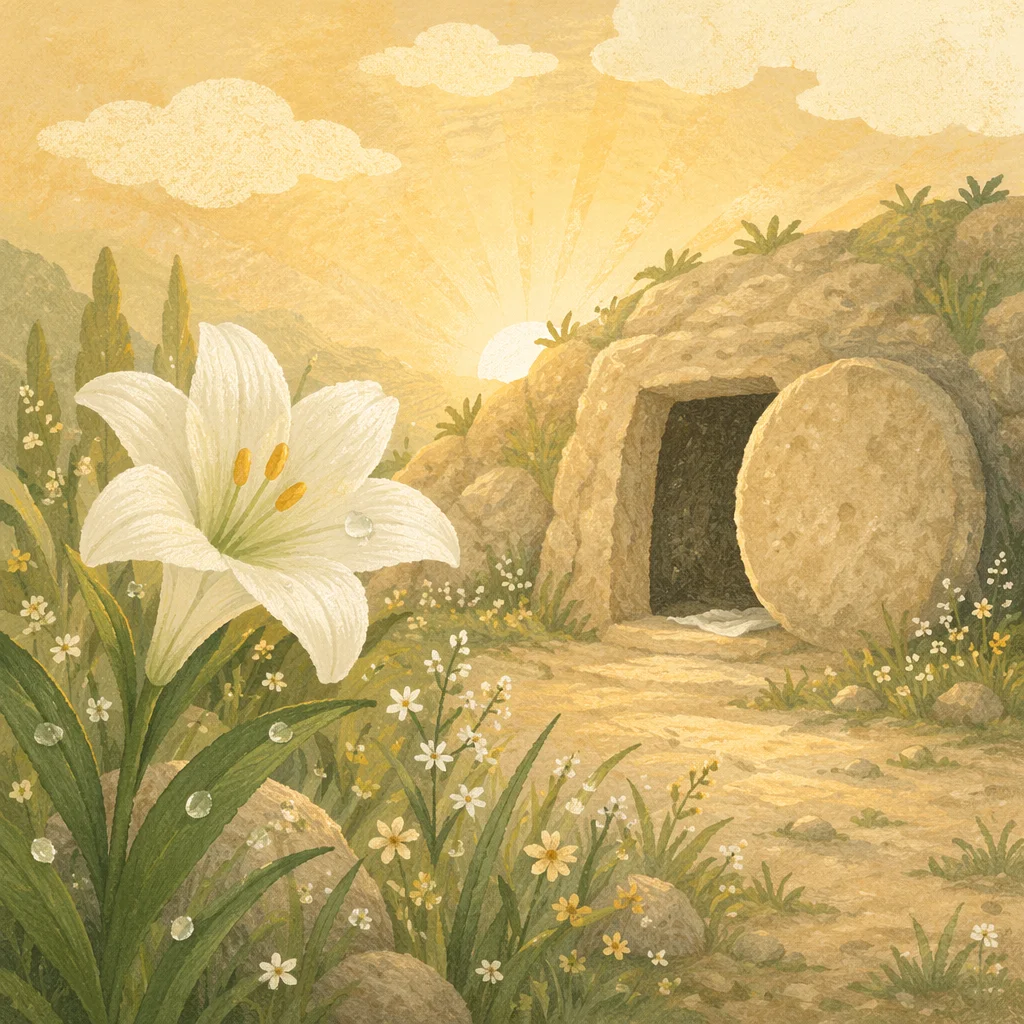 Easter Lily by the Empty Tomb