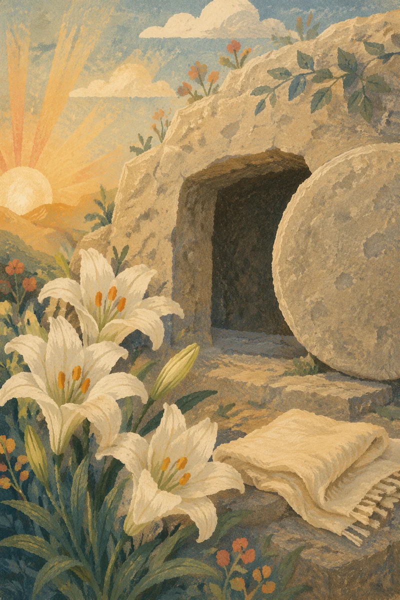 Easter Morning Lilies at Empty Tomb