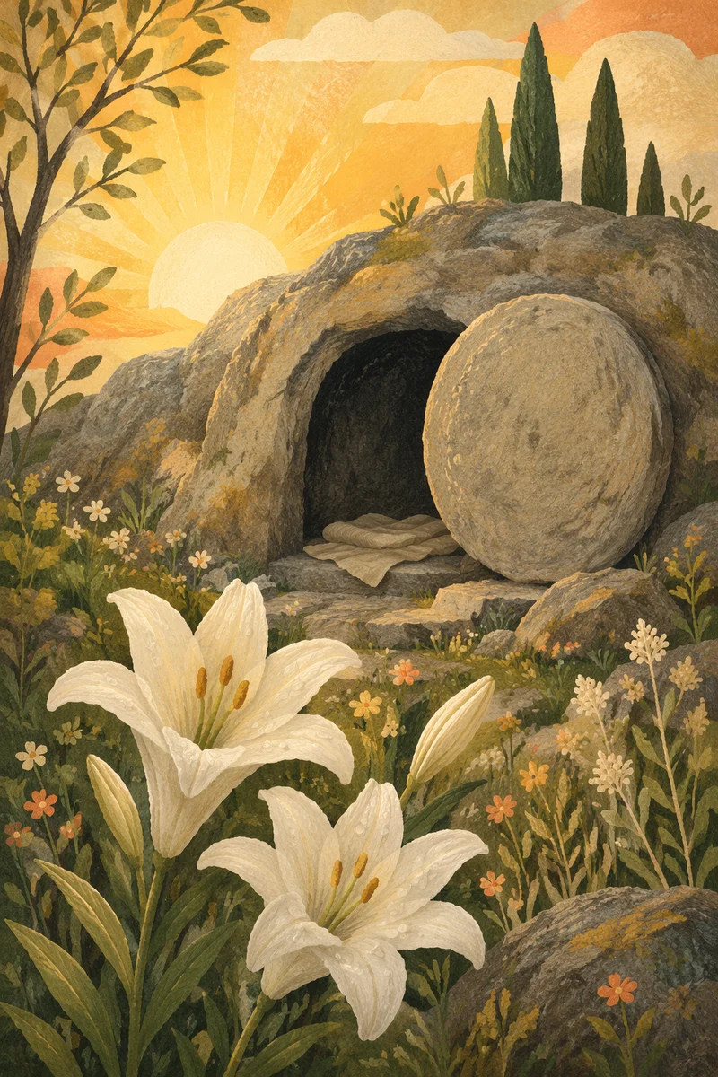 Easter Lilies at the Empty Garden Tomb