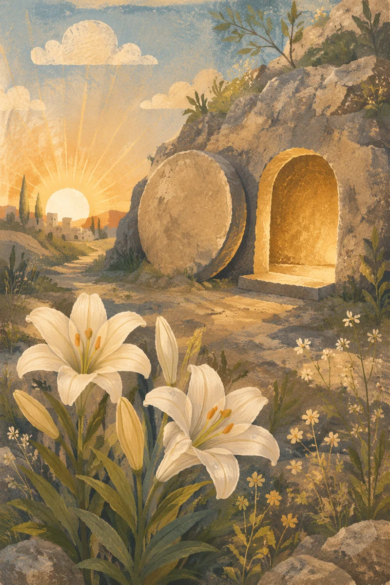 Easter Lilies by the Empty Tomb