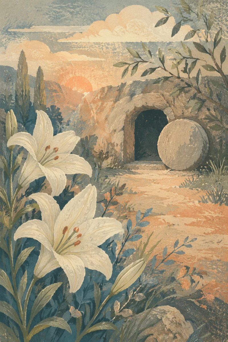 Easter Lilies by the Empty Garden Tomb
