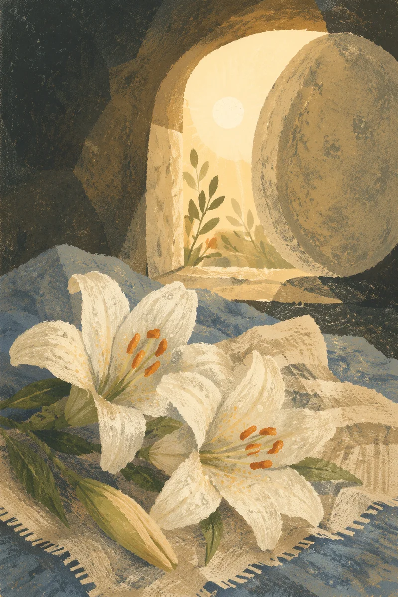 Easter Lilies by the Empty Tomb