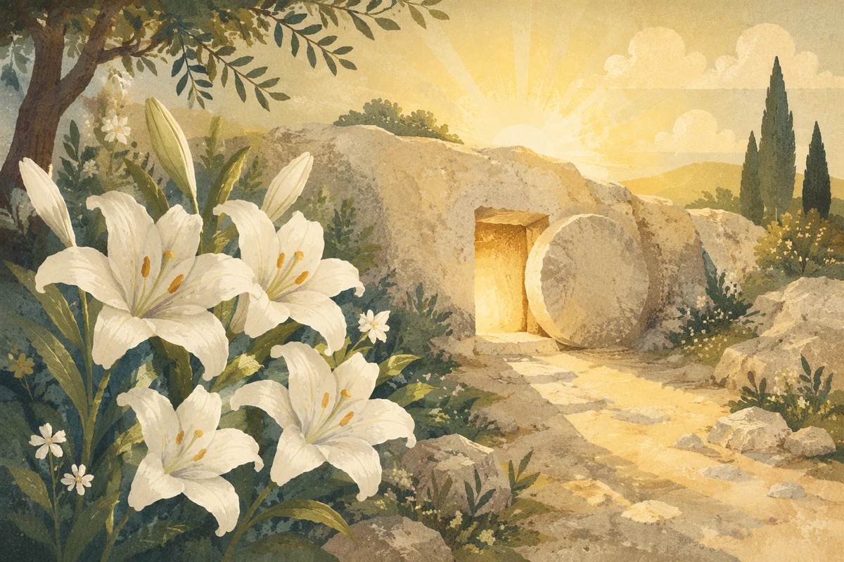 Easter Lilies by the Empty Tomb