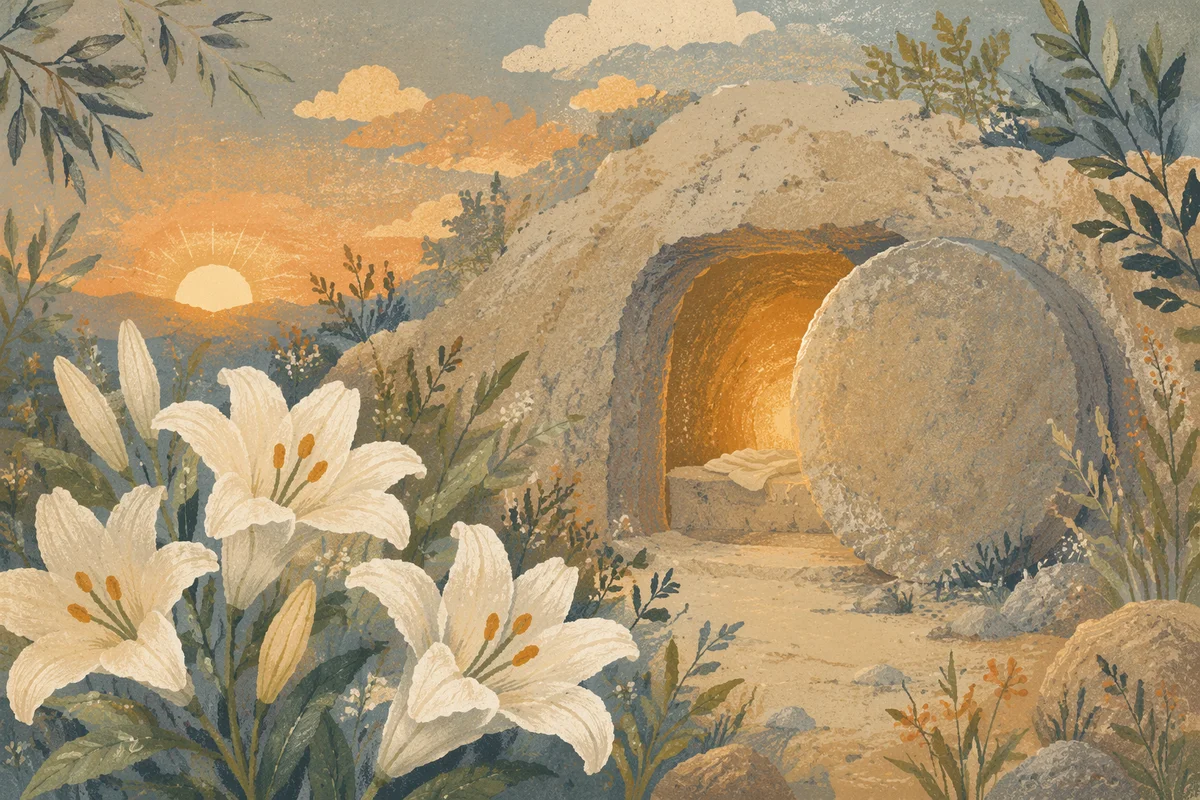 Easter Lilies by the Empty Garden Tomb