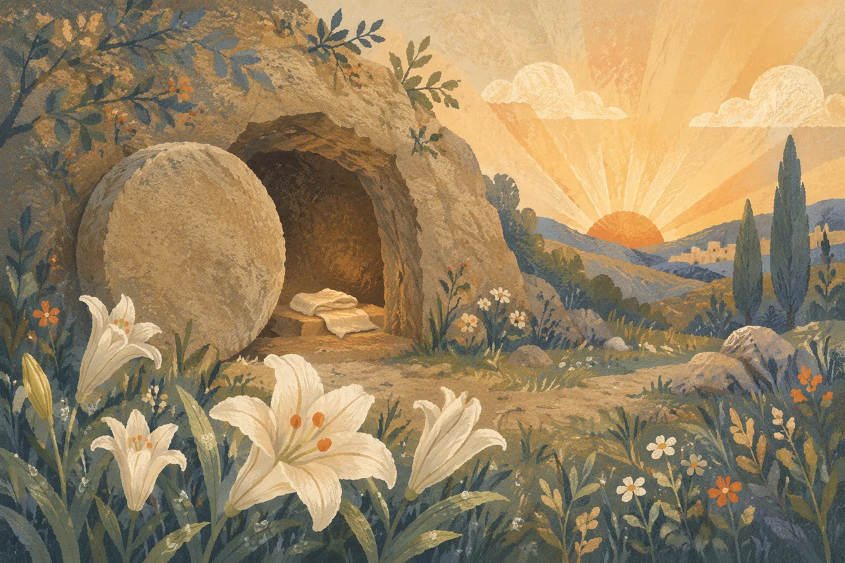 Easter Lilies by the Empty Garden Tomb